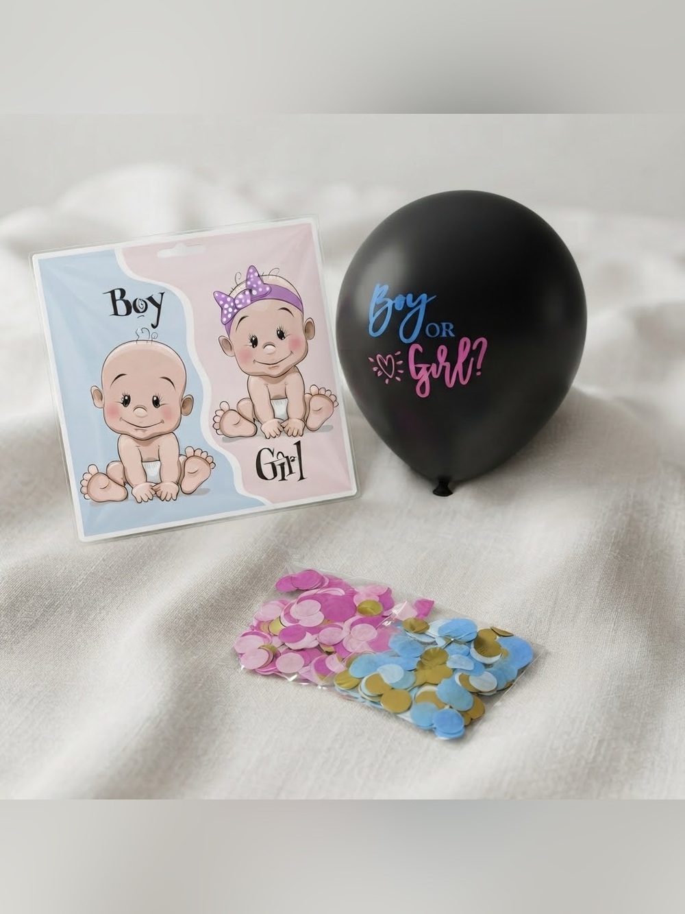 Gender Reveal Giant Black Balloon Kit Confetti Party Decor Supplies Baby Shower